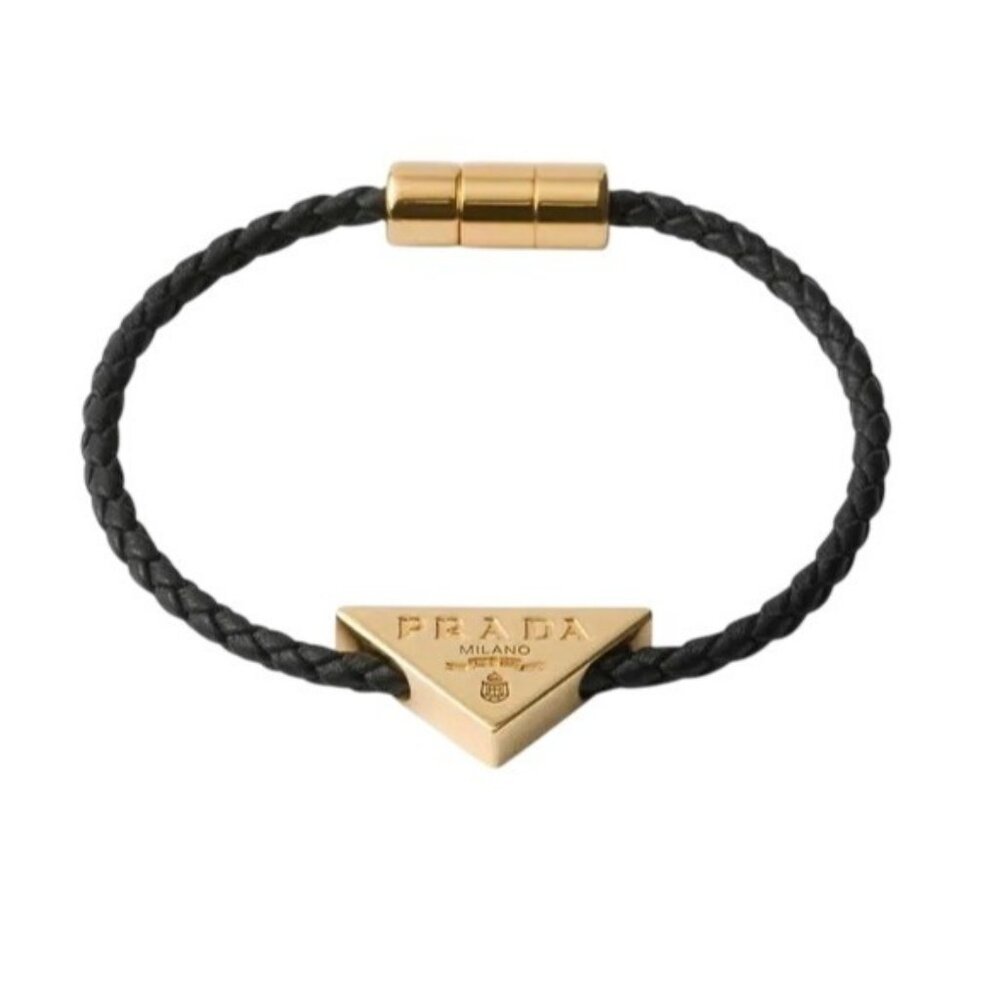 Prada Braided Nappa Leather Bracelet in Nero